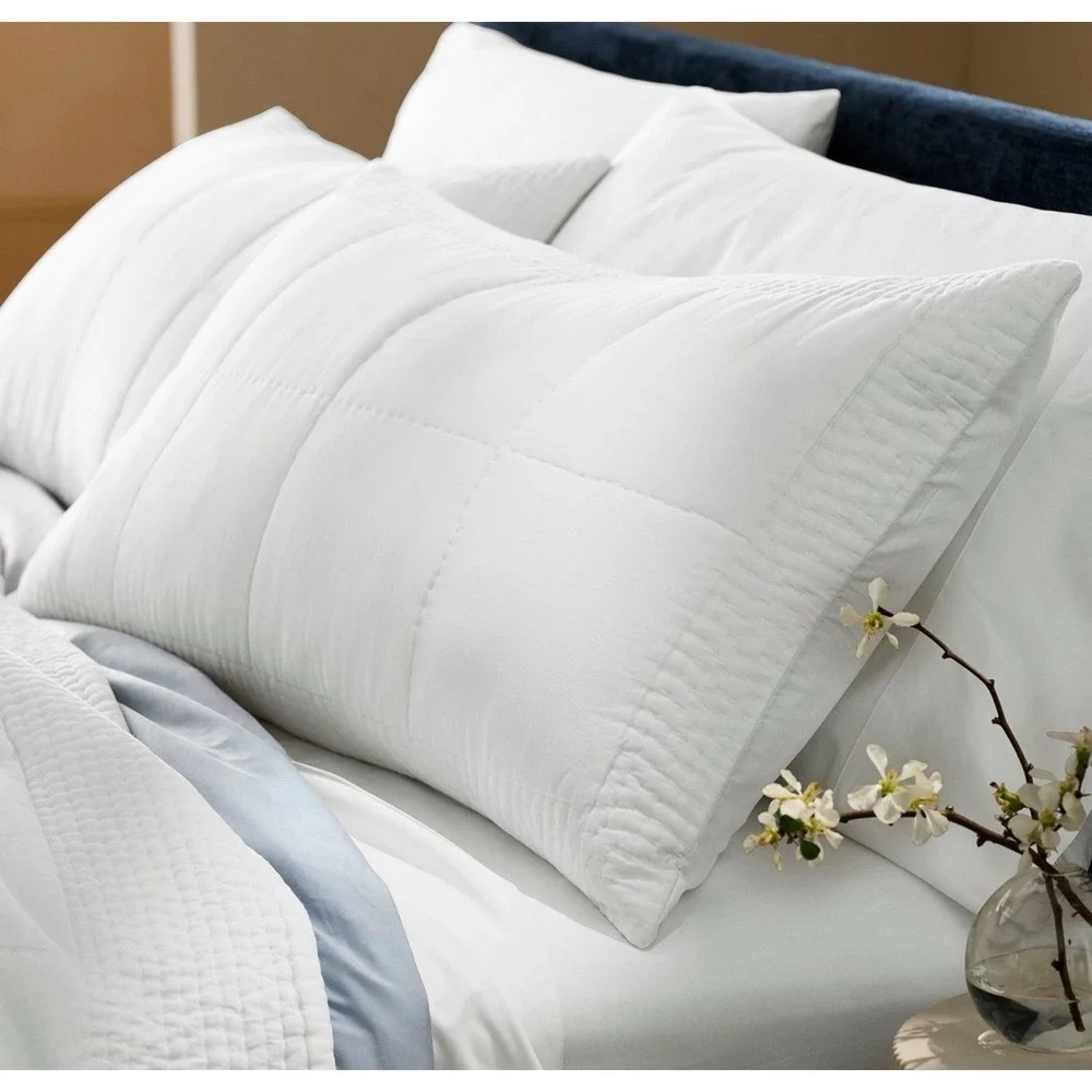Boll & Branch Signature Handstitched Quilted Sham Standard Size White  x 2